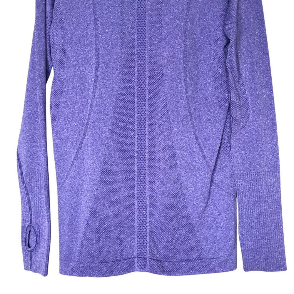 Size 10 Lululemon Swiftly Tech Long Sleeve Crew Heathered Power Purple Shirt Top - Picture 10 of 12
